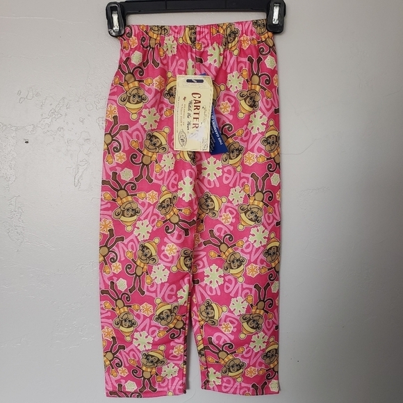 Carters Watch the Wear NWT Girls 5/6 Pink Fleece Monkey Snow Pajama Pants Winter - Picture 1 of 4